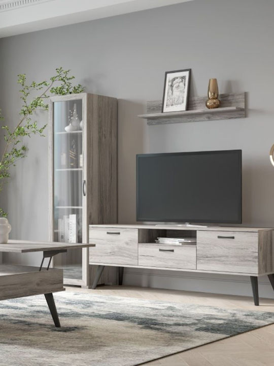Νο 55 Living Room TV Unit with Showcase Honey L150xW44.5xH58cm