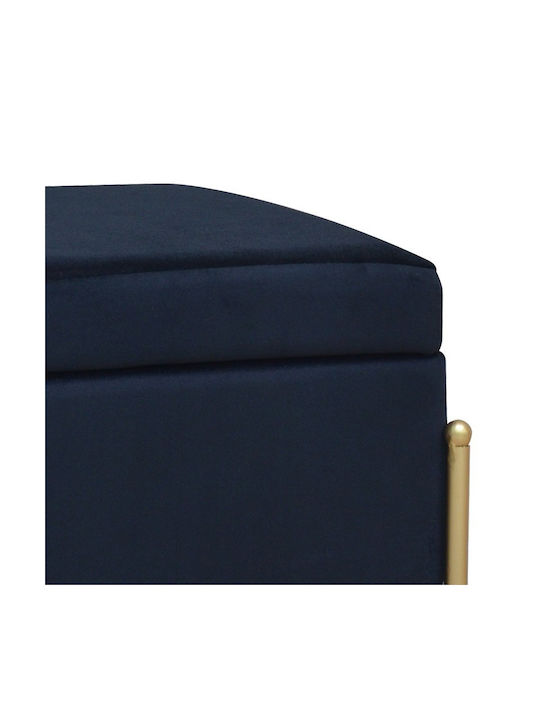 Stool For Living Room With Storage Space Upholstered with Velvet Panton Black Shade 40x40x36.5cm