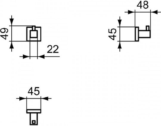 Ideal Standard Iom Square Άγκιστρο Μπάνιου Μονό Inox Ασημί