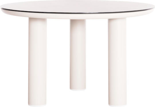 Dosun Rund Esstisch mit Glober Oberfläche Beige 120x120x74cm