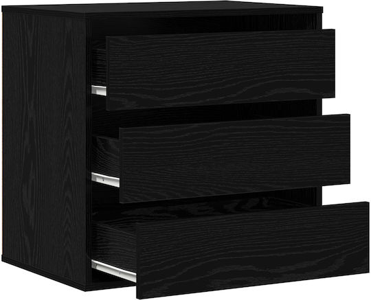 Συρταριέρα Κρεβατοκάμαρας mit 3 Schubladen Black Oak 60x41x58cm