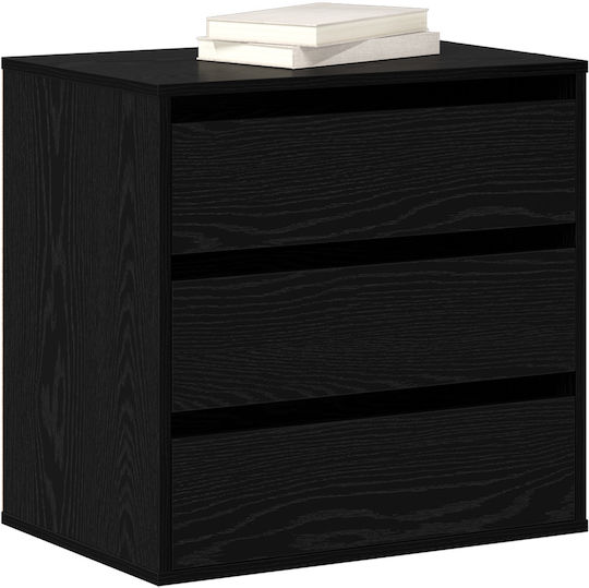 Συρταριέρα Κρεβατοκάμαρας mit 3 Schubladen Black Oak 60x41x58cm