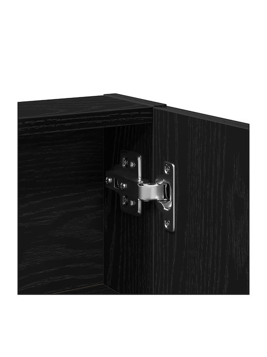 Подова Спална Тоалетна Дървена Черен Дъб с Огледало 80x35x132см