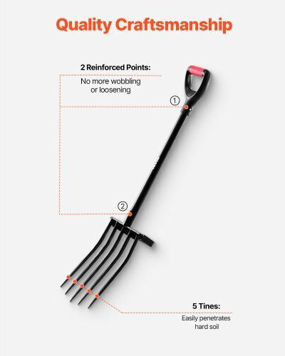 Vevor Vevor Garden Pitchfork with Handle 5 Teeth