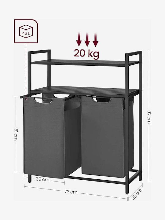 Vasagle Coș De Rufe Metalic 92lt 73x33x92cm Gri
