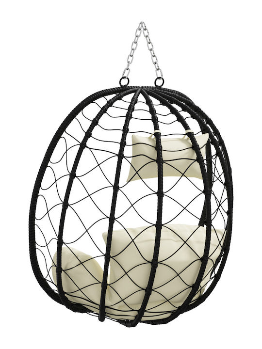 Garten & Veranda Schaukel mit Basis und Kissen Sessel Metallisch Beige L105xB95xH195cm