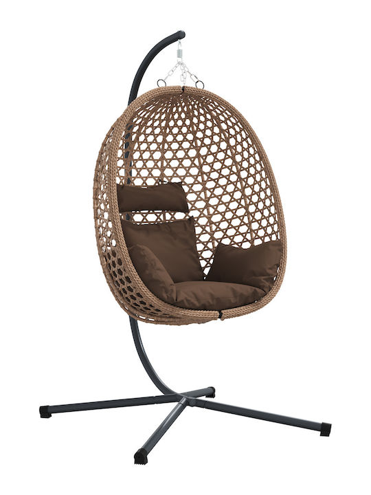 Rattan Swing Nest with Stand Brown L104xW100xH191cm