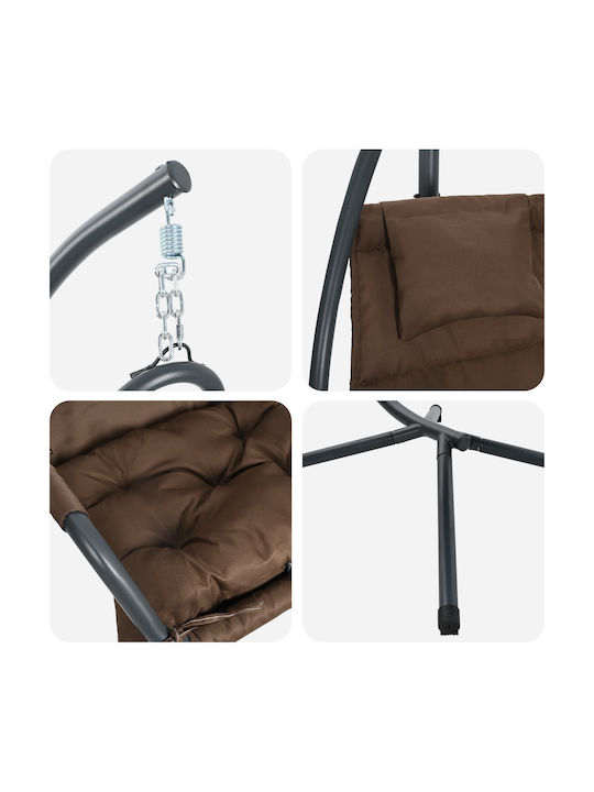 Garten & Veranda Schaukel mit Basis und Kissen Sessel Metallisch Braun L95xB105xH195cm