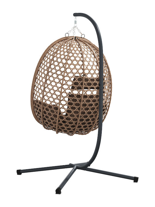 Rattan Swing Nest with Stand Brown L104xW100xH191cm