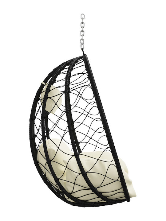 Garten & Veranda Schaukel mit Basis und Kissen Sessel Metallisch Beige L105xB95xH195cm