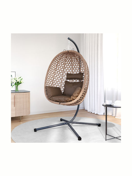 Rattan Swing Nest with Stand Brown L104xW100xH191cm