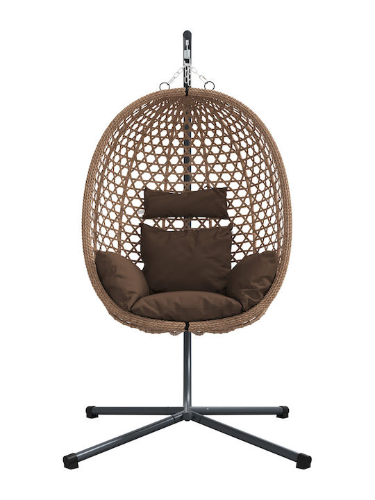 Rattan Swing Nest with Stand Brown L104xW100xH191cm