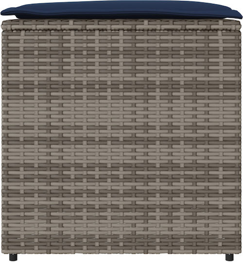 Garden Stool Cube Outdoor Rattan with Cushion Grey and Navy 50x50x50cm