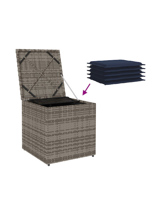 Gartenhocker Würfel Außeneinsatz Rattan mit Grau und Marine Kissen 50x50x50cm