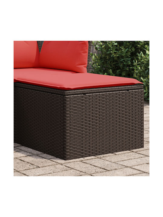 Gartenhocker Würfel Außeneinsatz Rattan mit Braunen Kissen 55x55x37cm