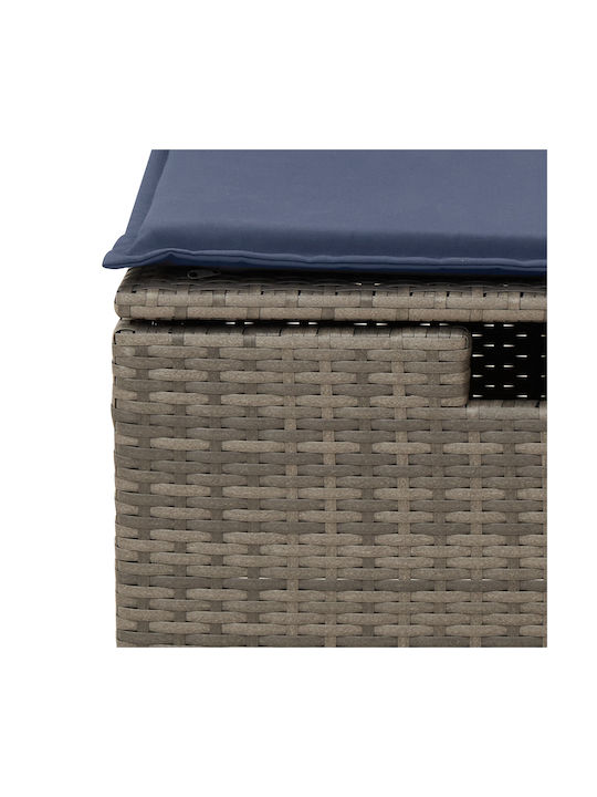 Gartenhocker Würfel Außeneinsatz Rattan mit Grau Kissen 55x55x37cm