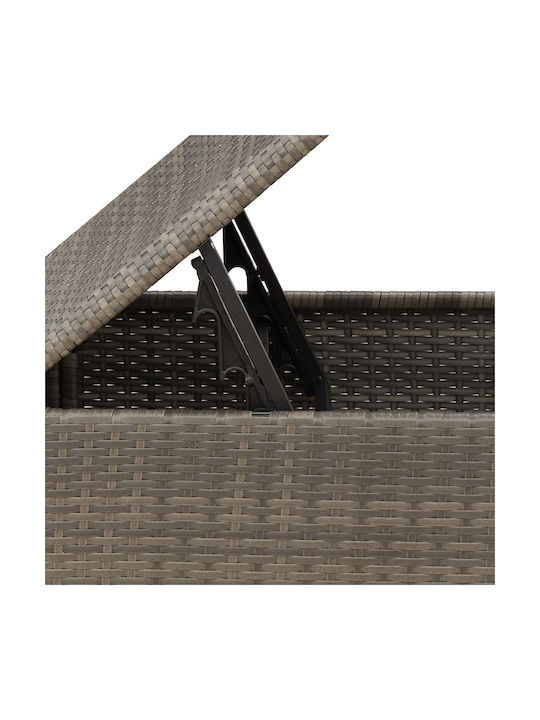 Gartenhocker Würfel Außeneinsatz Rattan mit Grau Kissen 55x55x37cm
