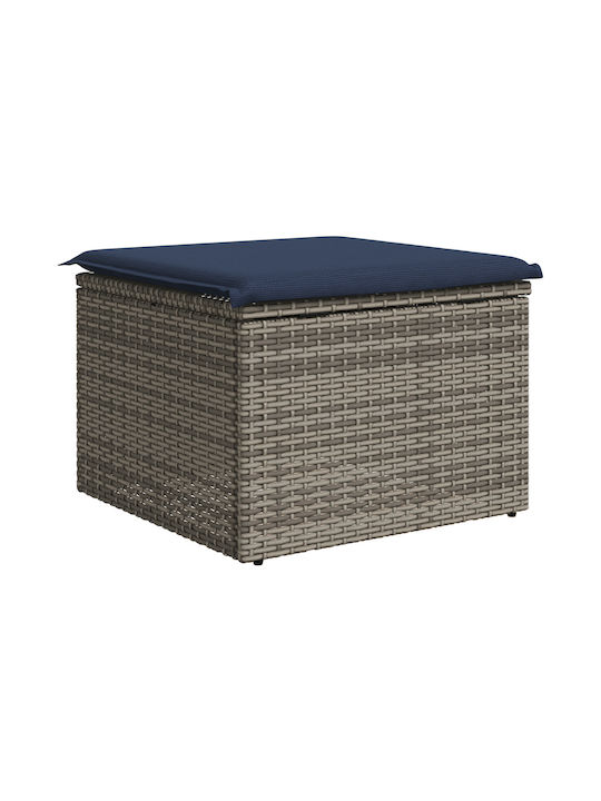 Gartenhocker Würfel Außeneinsatz Rattan mit Grau Kissen 55x55x37cm