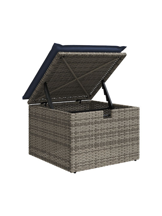 Gartenhocker Würfel Außeneinsatz Rattan mit Grau Kissen 55x55x37cm