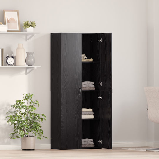Ντουλάπα Γραφείου Ξύλινη Μαύρη Δρυς 60x32x153cm