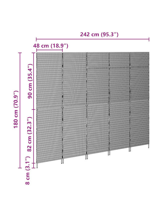 vidaXL Διακοσμητικό Παραβάν Ξύλινο 245x180cm