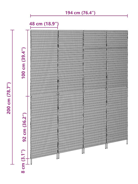 vidaXL Decorative Room Divider Wooden 196x200cm
