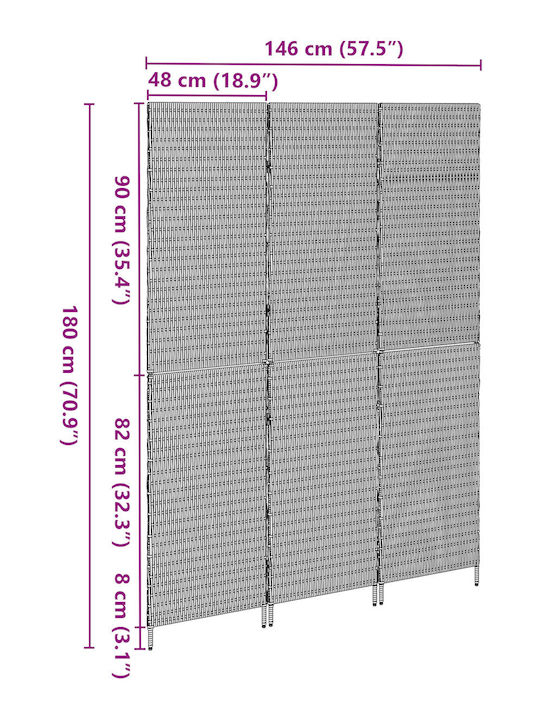 vidaXL Διακοσμητικό Παραβάν Ξύλινο 147x180cm