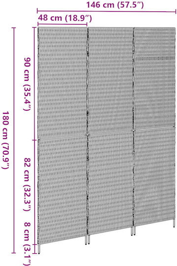 vidaXL Διακοσμητικό Παραβάν Ξύλινο 147x180cm