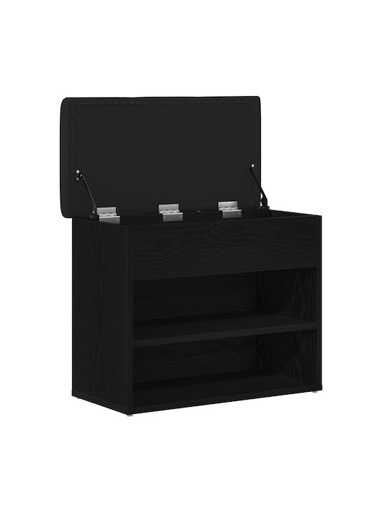 Έπιπλο Εισόδου με Παγκάκι Μαύρο Δρυς 60x30x48εκ.