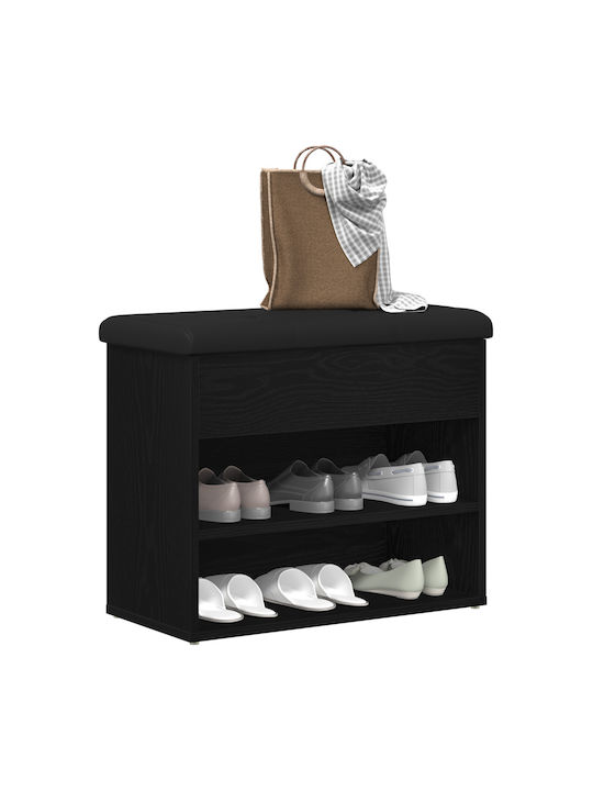 Έπιπλο Εισόδου με Παγκάκι Μαύρο Δρυς 60x30x48εκ.