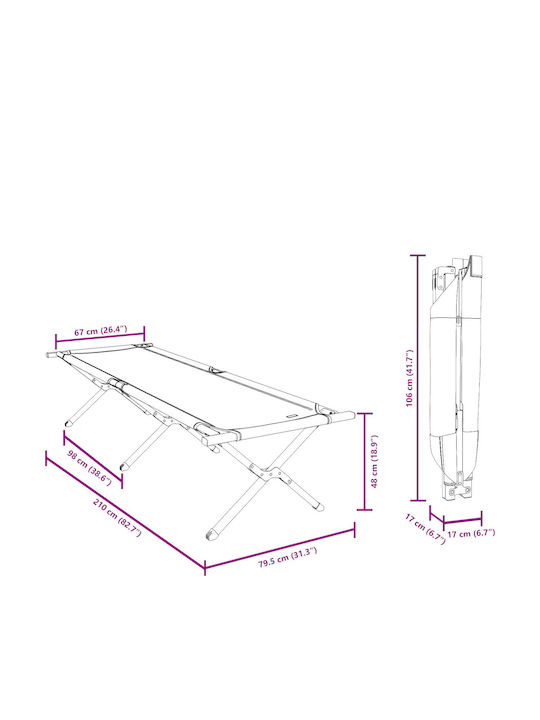 Ξαπλώστρα Μεταλλική Γκρι 80x210x46εκ.