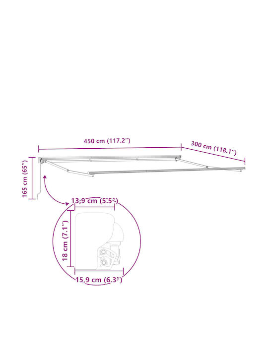 vidaXL Markise Terrasse Grau 4.5x3m