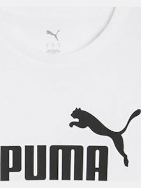 Logo Damen Crop T-Shirt Weiß