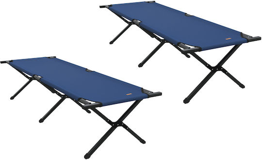 vidaXL Foldable Metallic Beach Sunbeds Blue 69x193x45cm 2pcs