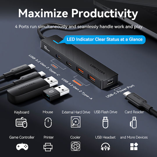 Vention Hub 5 Θυρών USB 3.2 με σύνδεση USB-C