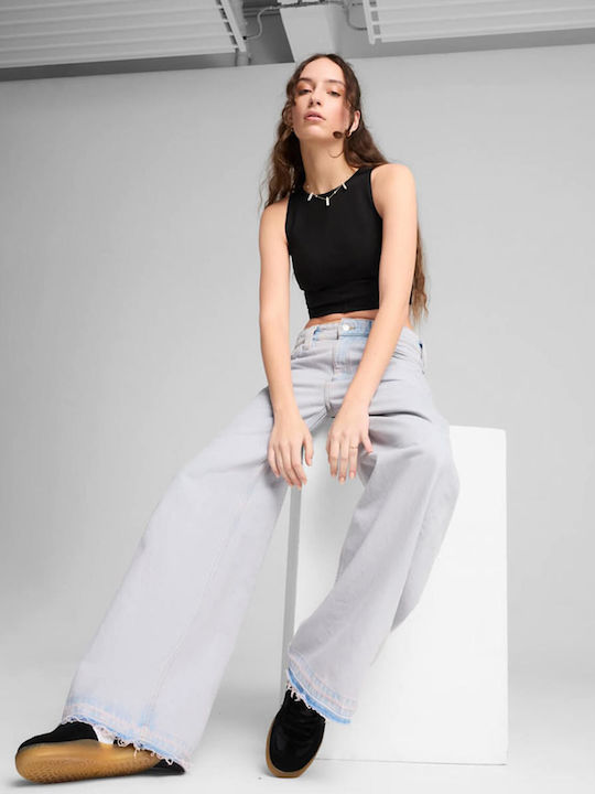 Women's Cotton Sleeveless Crop Top Puma Black