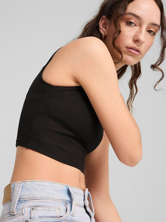 Women's Cotton Sleeveless Crop Top Puma Black