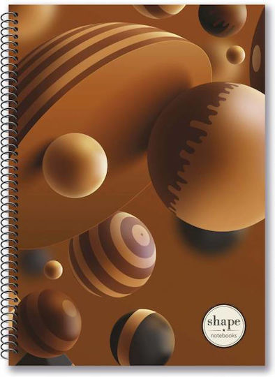 Shape Notebooks Спирал Тетрадка На райета B5 60 Листа 2 Теми Shape Spheres 1бр (Различни цветове)