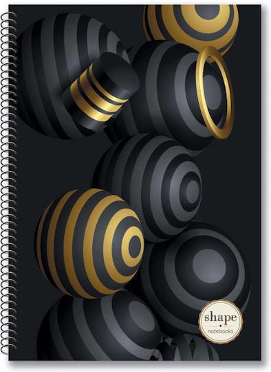 Shape Notebooks Спирал Тетрадка На райета B5 60 Листа 2 Теми Shape Spheres 1бр (Различни цветове)