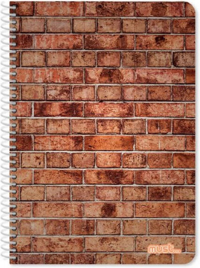Must Team Σπιράλ Τετράδιο Ριγέ Α4 90 Φύλλων 3 Θεμάτων Bricks (Διάφορα Σχέδια/Χρώματα)