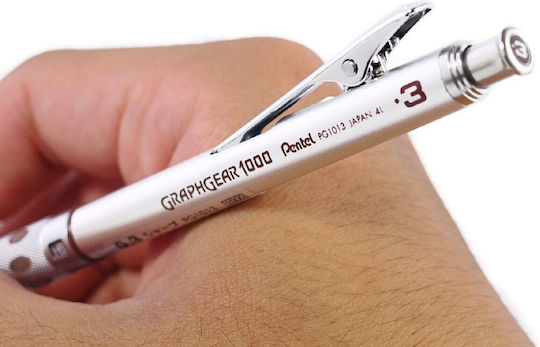 Pentel Graphgear 1000 Mechanical Pencil for Drawing Metallic 1pcs Silver