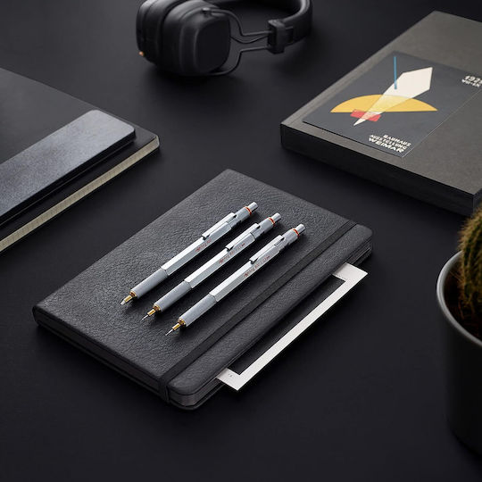 Rotring 800 Механичен Молив за Рисуване Метално 0.5мм с Гума 1бр Сребрист