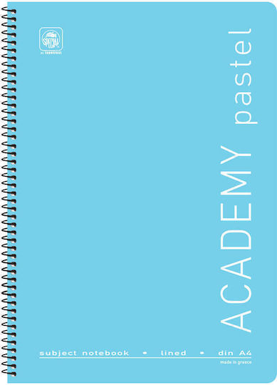 Typotrust Spiral Notebook Blank 60 Sheets 4 Subjects Academy Pastel 1pcs (Μiscellaneous Designs/Colors)