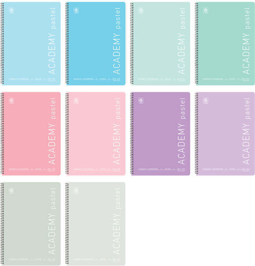 Typotrust Spiral Notebook Blank 60 Sheets 2 Subjects Academy Pastel 1pcs (Μiscellaneous Designs/Colors)
