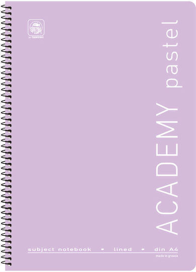 Typotrust Spiral Notebook Blank 60 Sheets 2 Subjects Academy Pastel 1pcs (Μiscellaneous Designs/Colors)