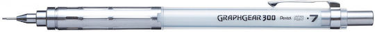 Pentel Graphgear 300 Μηχανικό Μολύβι Σχεδίου 0.7mm με Γόμα 1τμχ Λευκό