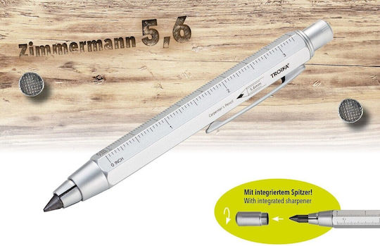 Troika Construction Mechanical Pencil for Drawing made of Brass with Sharpener 1pcs Silver