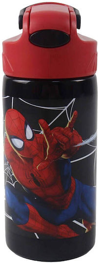 Gim Spiderman Black City Kids Water Bottle Spiderman Stainless Steel with Straw Black 500ml
