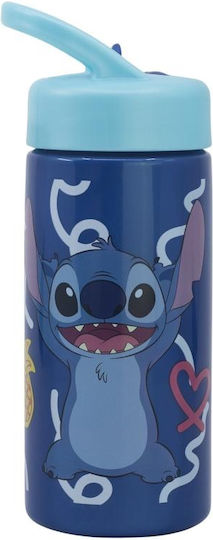 Stor Kids Water Bottle Lilo & Stitch Plastic with Straw Blue 410ml (Various Designs/Colours)