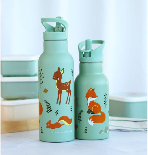 A Little Lovely Company Детска Бутилка Термос От Неръждаема Стомана Със Сламка Non Spill 500ml
